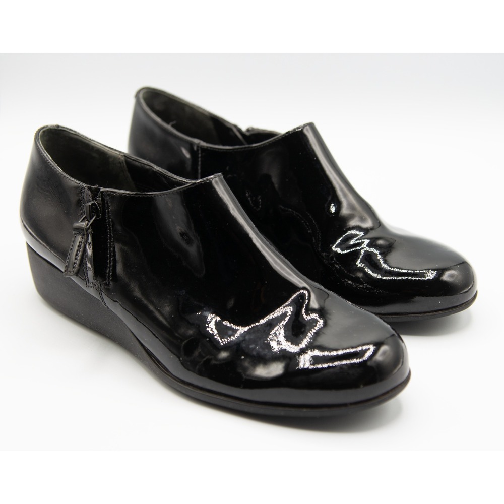 Cole Haan Grand.OS Black Patent Leather‎ Waterproof Wedge Ankle Boots 6.5B